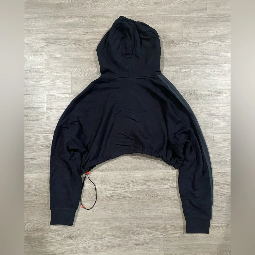 Adidas Originals X Fiorucci Crop Hoodie Black Cropped Hoodie with Orange Graphic